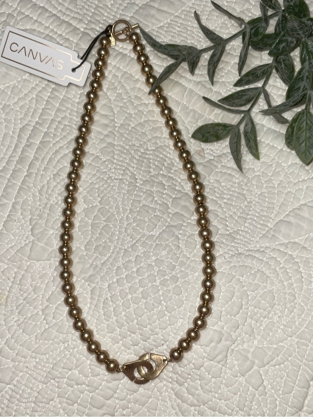 Bella Canvas Metallic Bronze Bead Necklace with Decorative Clasp